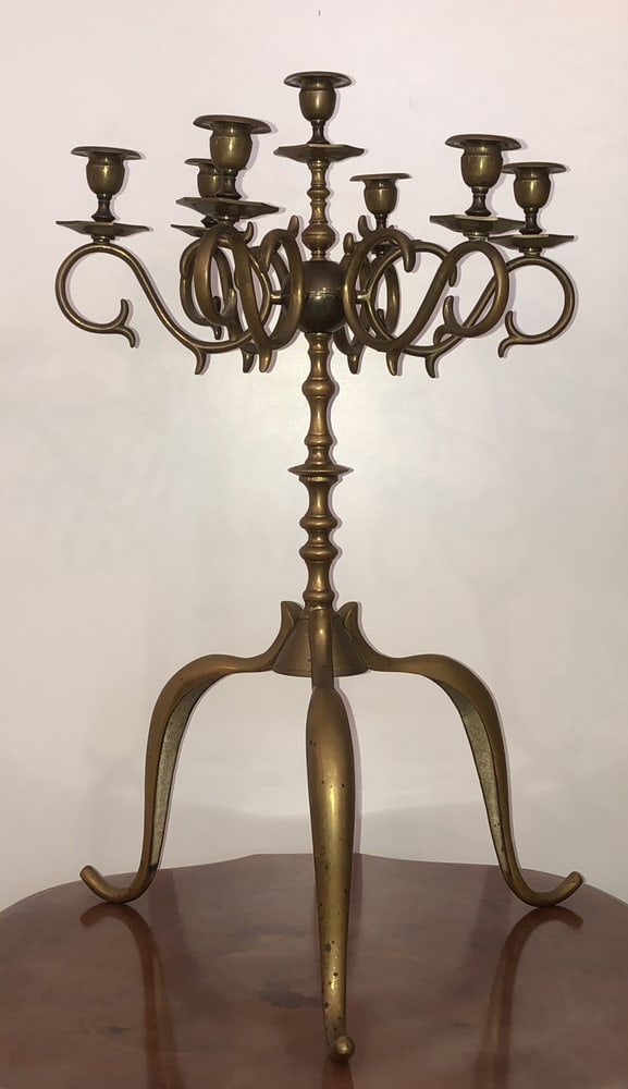 Large Antique Brass Candleholder - 15