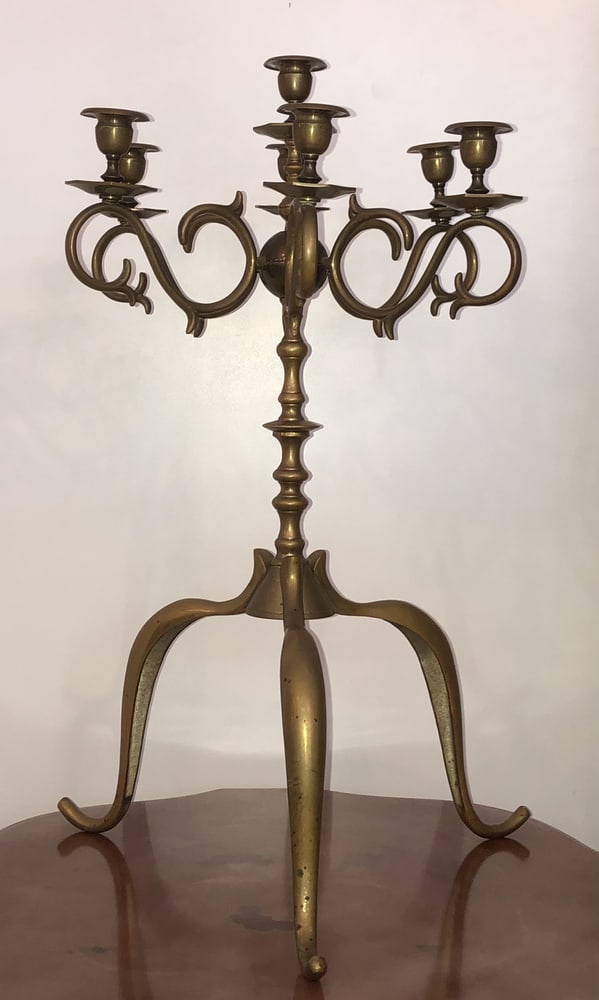 Large Antique Brass Candleholder - 2