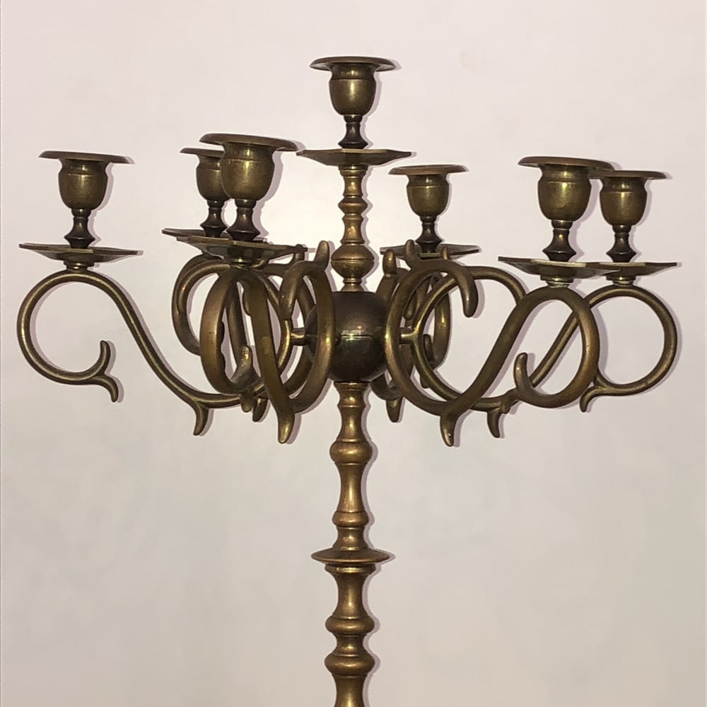 Large Antique Brass Candleholder - 3