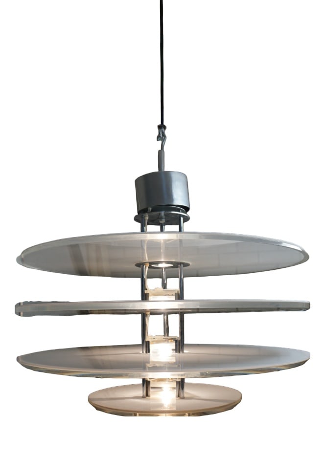 Pendant by Ahlström & Kock for Atelje Lyktan: The Space Age Model 9944 Flash Gordon Pendant by Stig Ahlström & Clas Kock for Atelje Lyktan, Sweden, 1980s is a signature creation by renowned designers Stig Ahlström and Clas Kock for