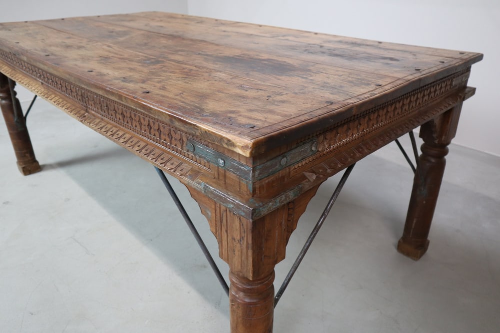 Indonesian Hand-Carved Teak Dining Table - 15