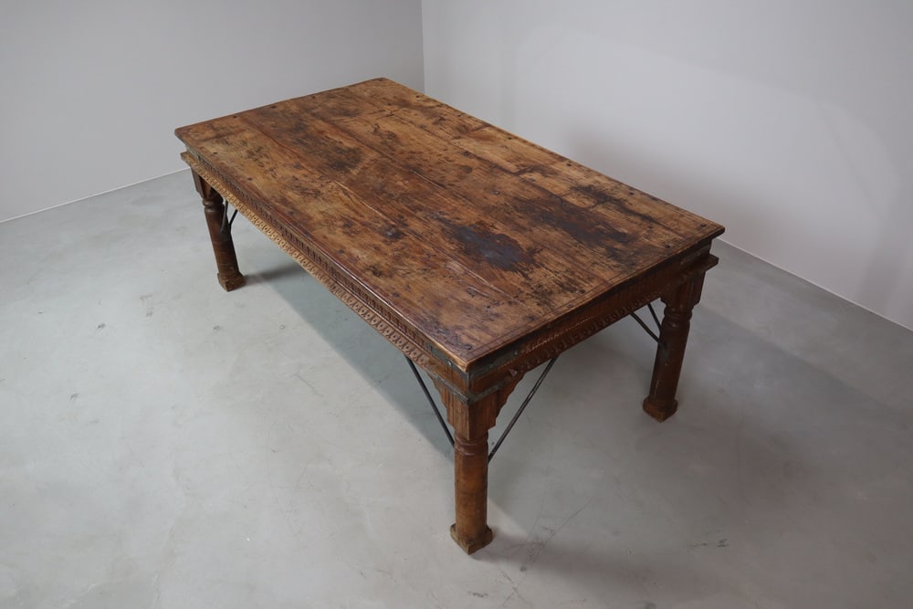 Indonesian Hand-Carved Teak Dining Table - 2