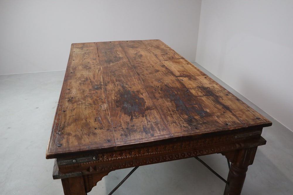 Indonesian Hand-Carved Teak Dining Table - 8