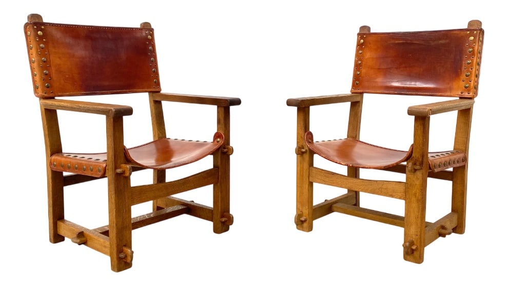French Brutalist Castle Armchairs, 1920s, Set of 2 (1 of 13)
