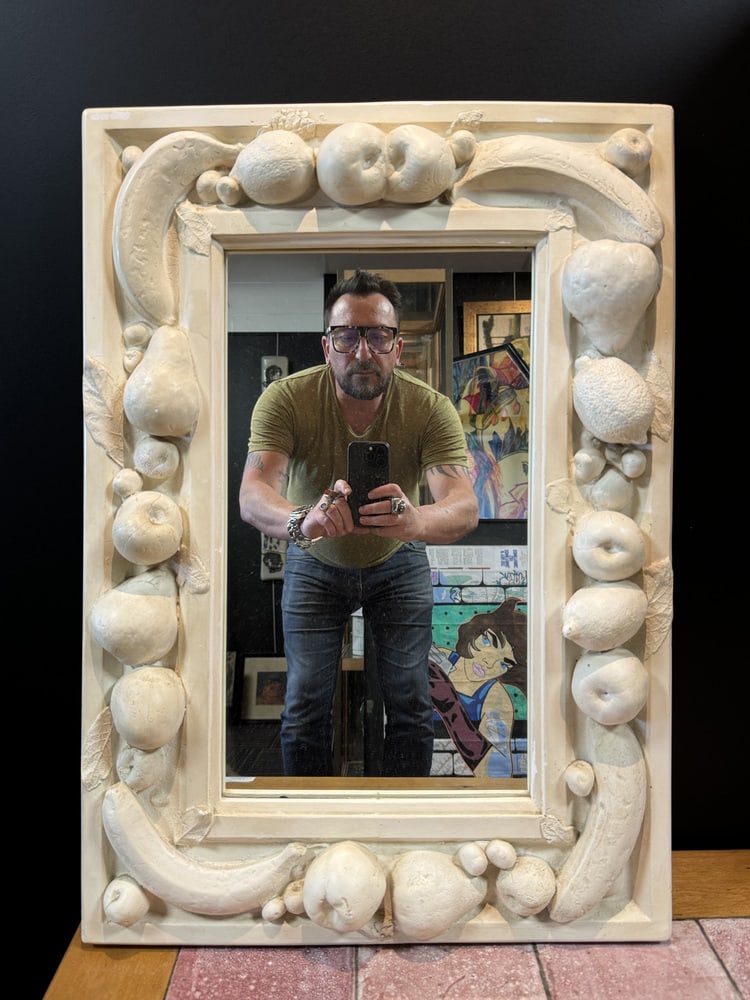 Stucco Mirror with Fruit Decoration, 1970s - 2