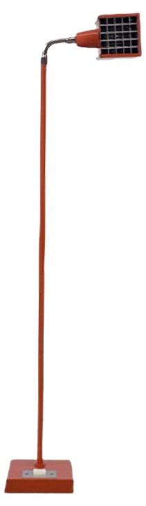 Kuben Floor Lamp by Svensson for Elidus, 1970s: This Kuben floor lamp was designed by Björn Svensson for the Swedish Elidus manufacture during the 1970s. The cube-shaped lamp is made of metal in the iconic orange-red color. It has a flexible