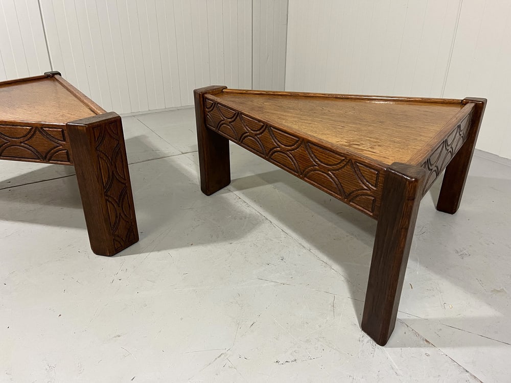 Brutalist Oak Coffee Side Tables, 1970s, Set of 2 - 16