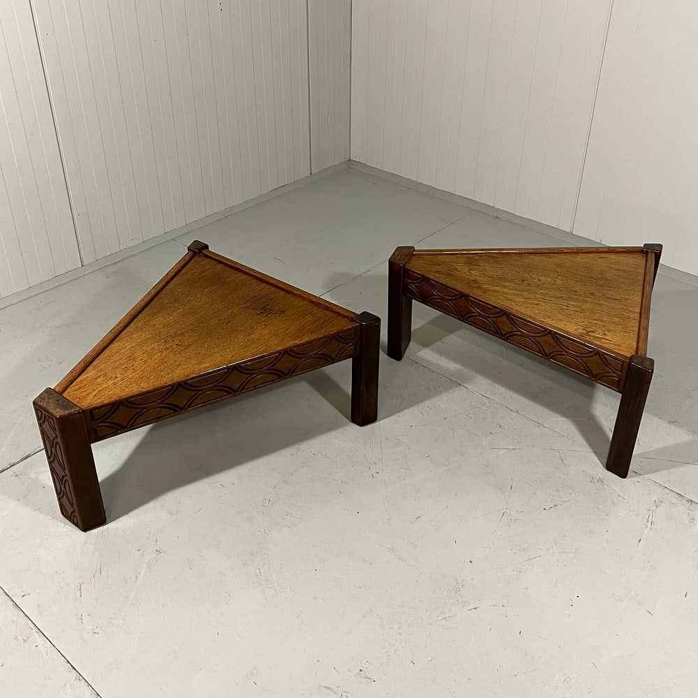 Brutalist Oak Coffee Side Tables, 1970s, Set of 2 - 2