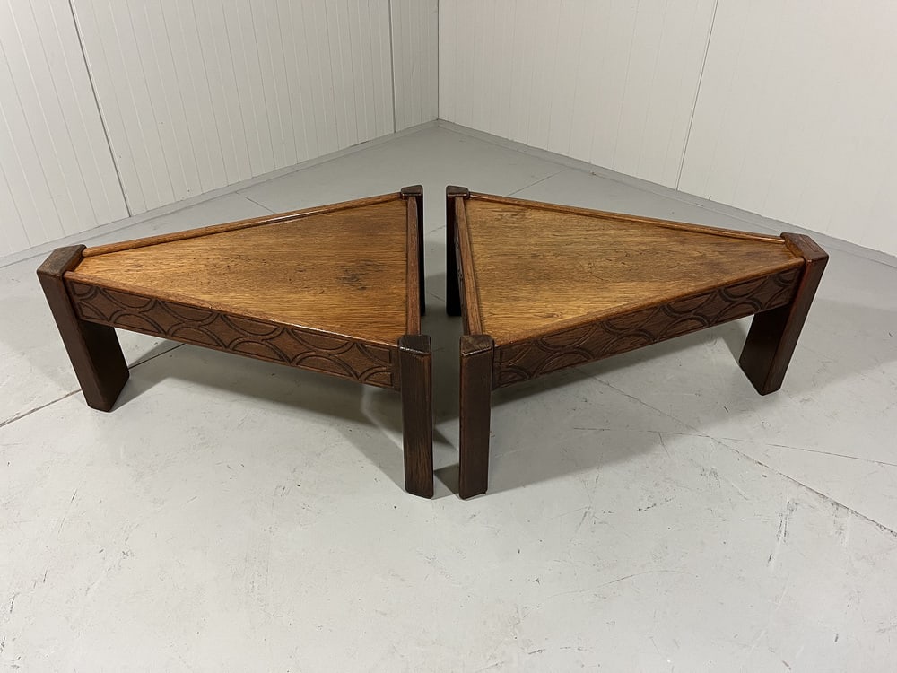 Brutalist Oak Coffee Side Tables, 1970s, Set of 2 - 3