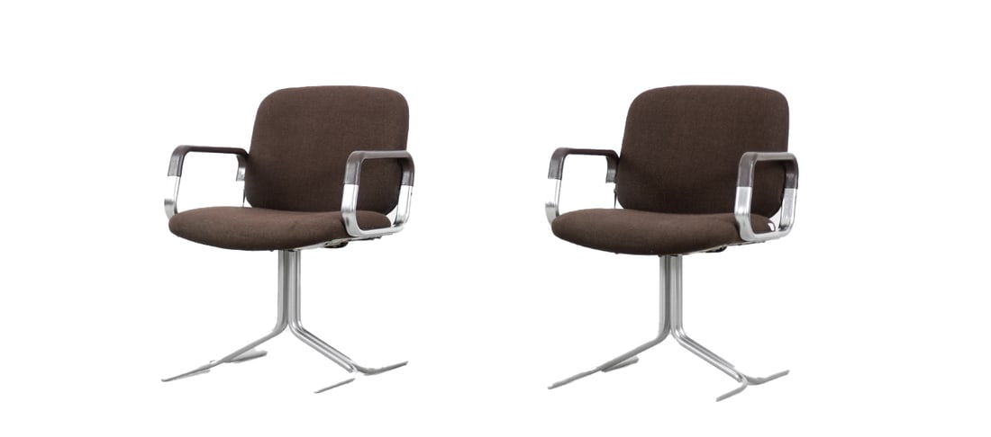 Set of Chairs from Mauser Werke Waldeck, 1970s: This set of two modern chairs was manufactured in Mauser, Germany during the 1970s. The frame was made from solid anodized aluminum tubulars and it is characteristic for Mausers design. The