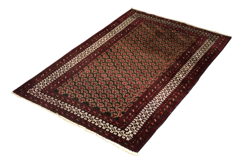 Vintage Oriental Mir-Saruk Hand-Woven Rug,1960s: This hand-woven oriental Mir-Saruk rug was made in Iran during the 1960s. Mir-Saruk is a term used to describe a type of rug pattern that combines two distinct traditional styles: the Mir and the