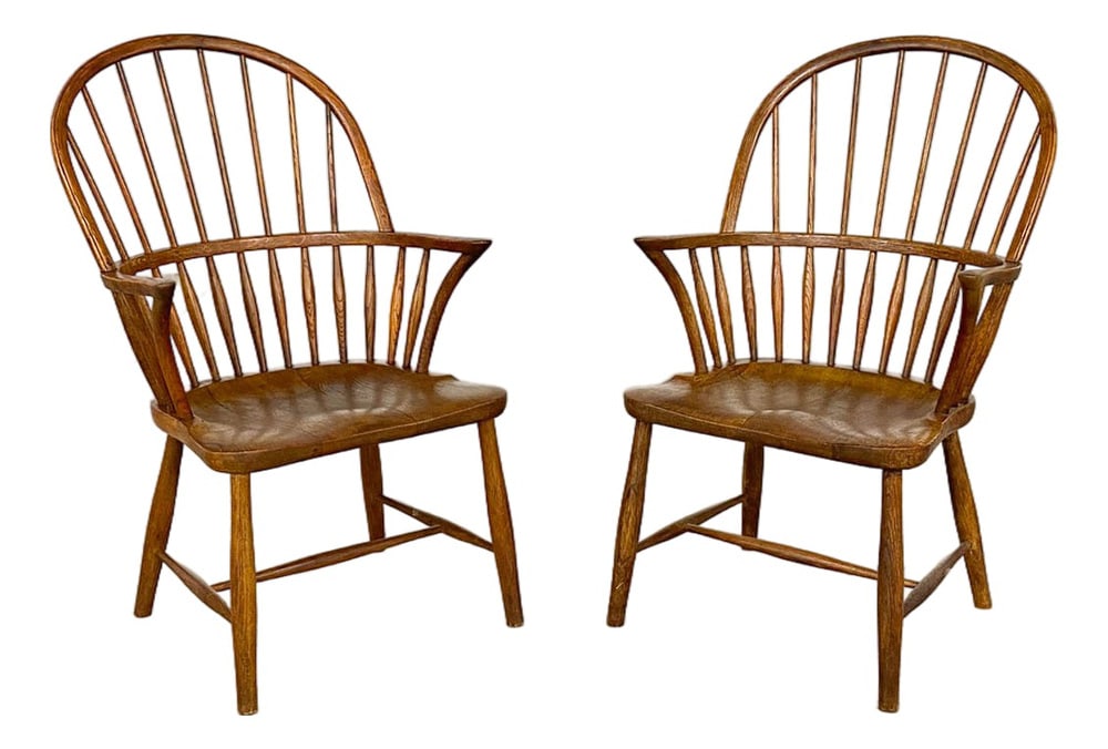 Set Dining Chairs CH18A for Carl Hansen & Son: Set of Model CH 18A Windsor Dining Chairs by Frits Henningsen for Carl Hansen & Son, 1940s Country of Manufacture: Denmark Design Period: 1920 to 1949 Production Period: Unknown Detailed Condition