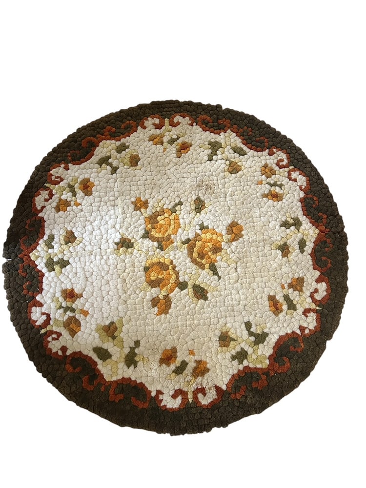 Round Wool Rug, 1970s - 7