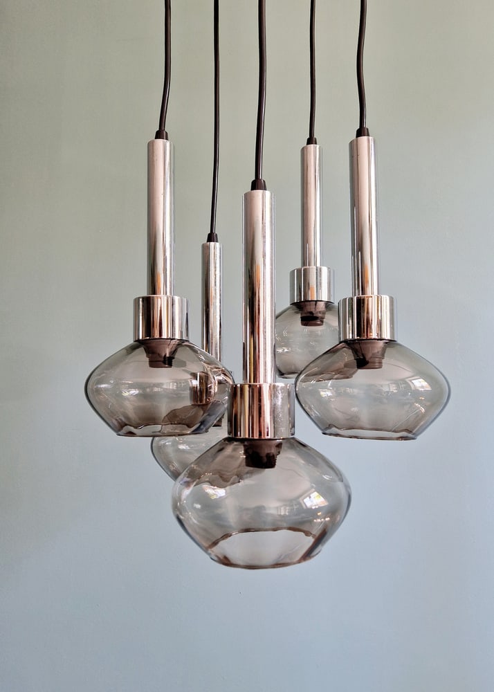 Cascade Chandelier in Metal and Glass, 1960s - 12