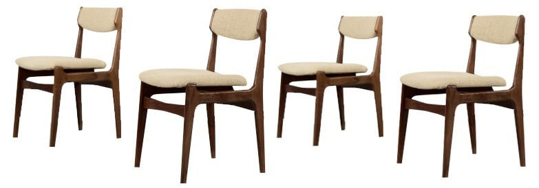 Modern Scandinavian Dining Chairs, 1960s, Set of 4 (1 of 18)