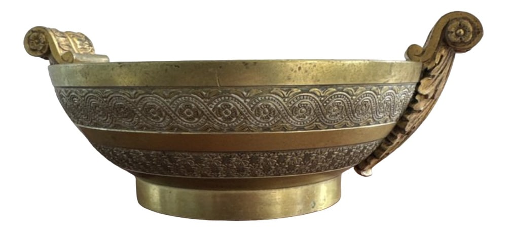 Empire Cup in Gilded Bronze: Country of Manufacture: France Design Period: before 1890 Restoration and Damage Details: Light wear consistent with age and use Detailed Condition: Very Good — This vintage/antique item has no