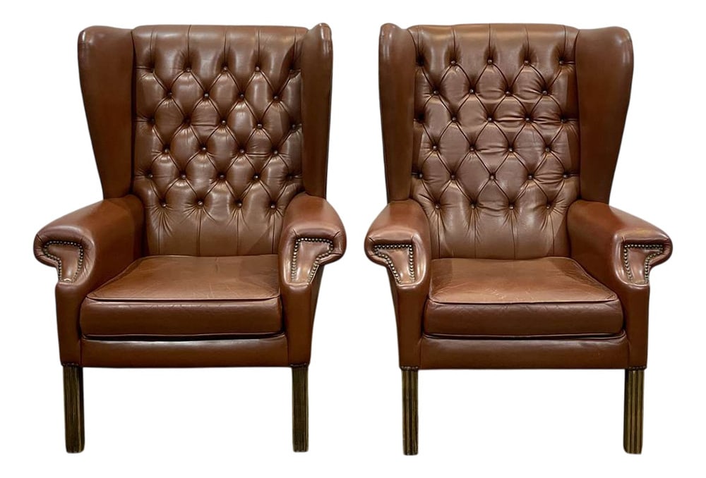 Armchairs in Brown Leather, 1970s, Set of 2 (1 of 14)