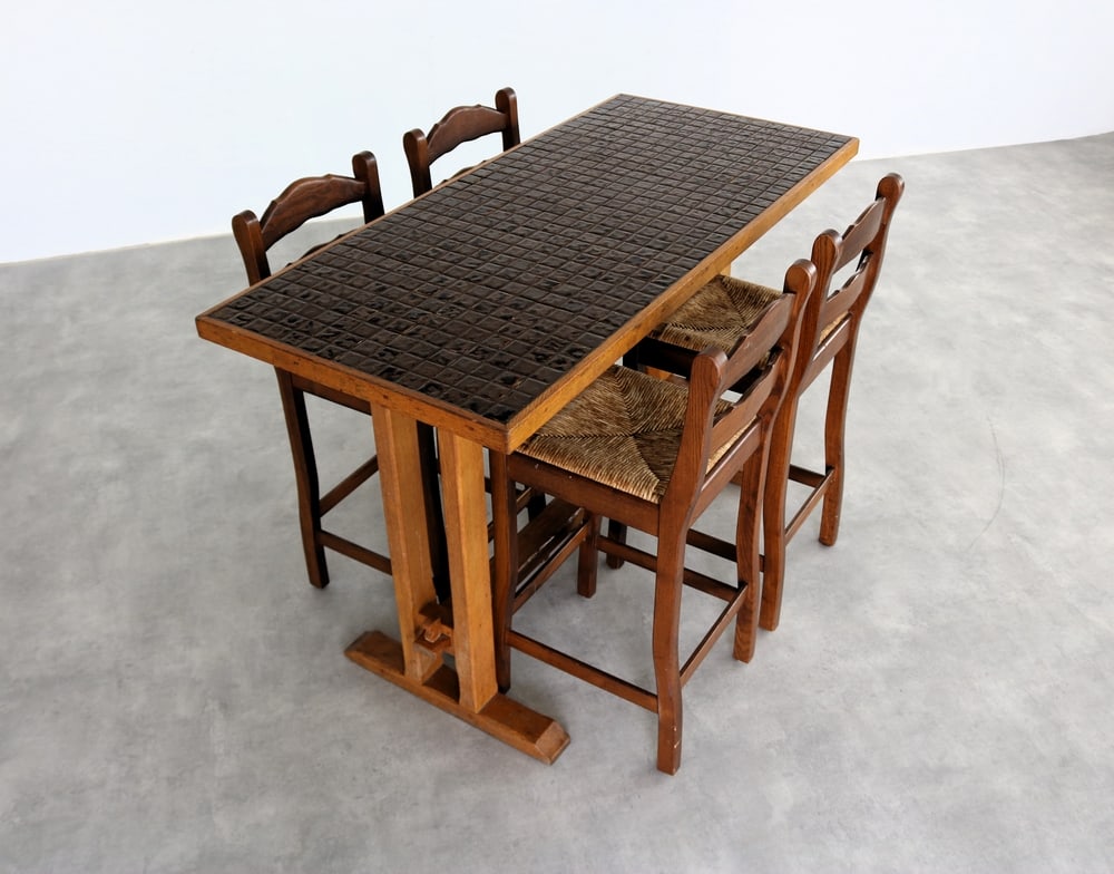 Vintage Bar Table with Stools, 1950s, Set of 5 - 5