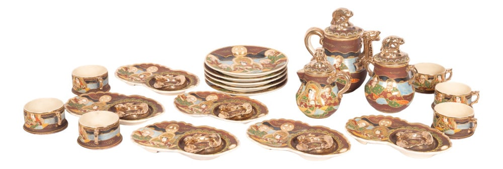 Japanese Tea Service, 19th Century, Set of 23: Antique Japanese tea set - 19th century - RARE Country of Manufacture: Japan Design Period: before 1890 Production Period: Before 1890 Restoration and Damage Details: Light wear consistent with age