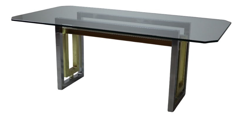 Dining Table in Chrome and Brass by Zevi, 1970s (1 of 14)