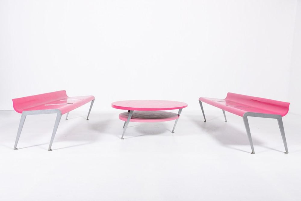 Benches & Coffee Table by M. Evaristti, Set of 3 - 2