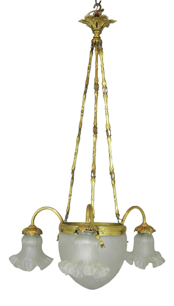 French Three Arm Ceiling Light, 1930s - 3