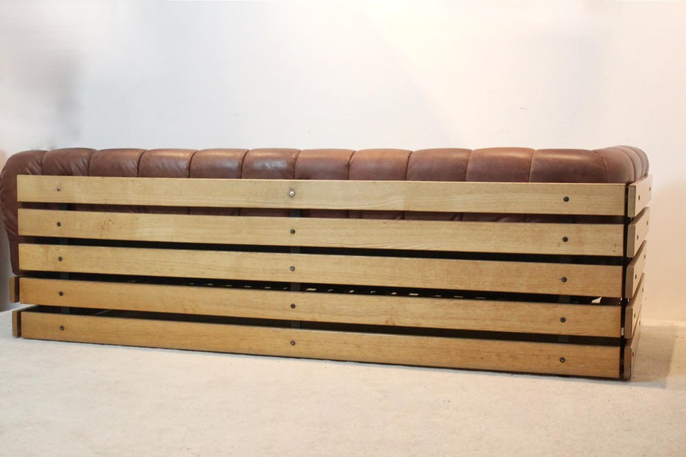 Lounge Sofa Set in Wood & Leather, 1970s, Set of 2 - 6