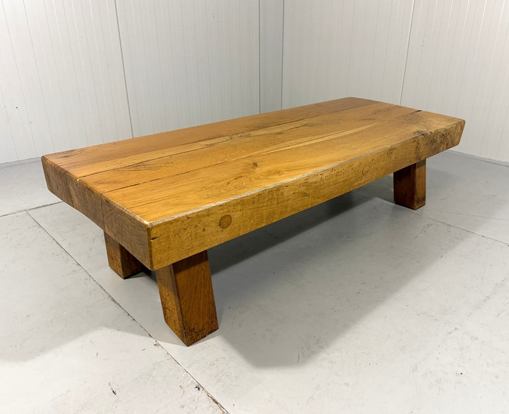 Rustic Sturdy Hardwood Coffee Table, 1960s - 12