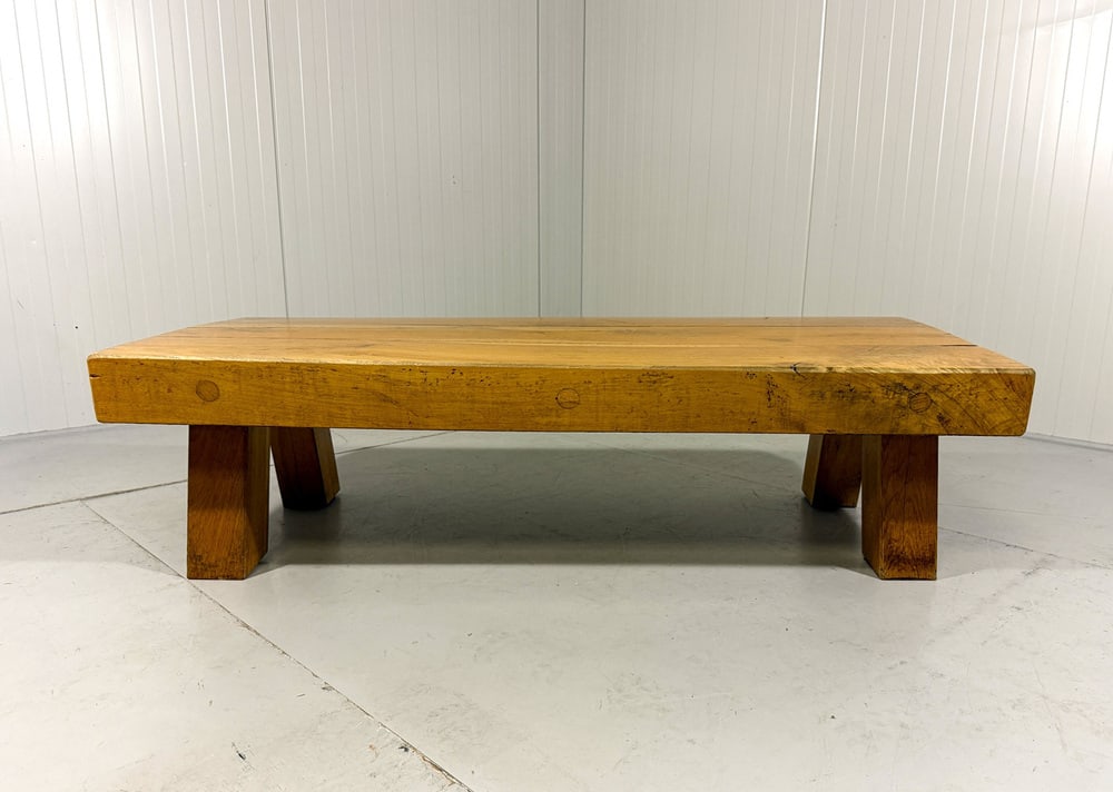 Rustic Sturdy Hardwood Coffee Table, 1960s - 15