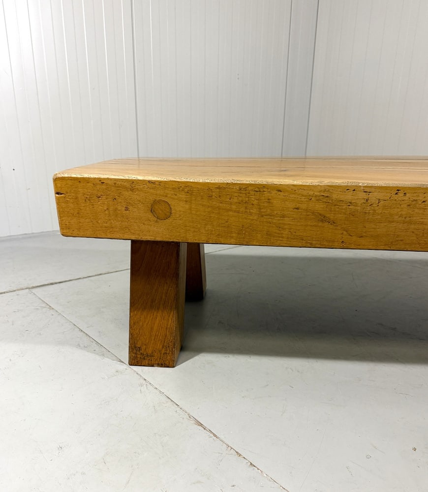 Rustic Sturdy Hardwood Coffee Table, 1960s - 16