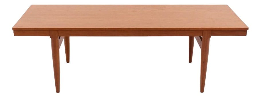 Danish Modern Teak Coffee Table, 1960s: Beautiful varnished teak coffee table from 1960's produced by Danish furniture maker. The table has a pull-out extendable plate at the end.ConditionAge related wear and few marks on the top.Table