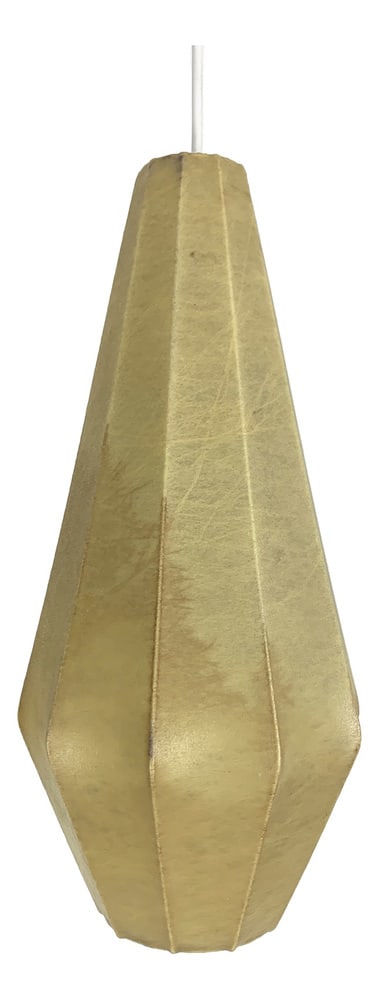 Oblong Cocoon Lamp for Goldkant Leuchten, 1960s: Cocoon pendant lamp, design by Friedel Wauer. Manufactured by Goldkant Leuchten, Germany in the 1960s.A thin steel framework covered with sprayed resin, which gives a Fiberglass look. The translucent