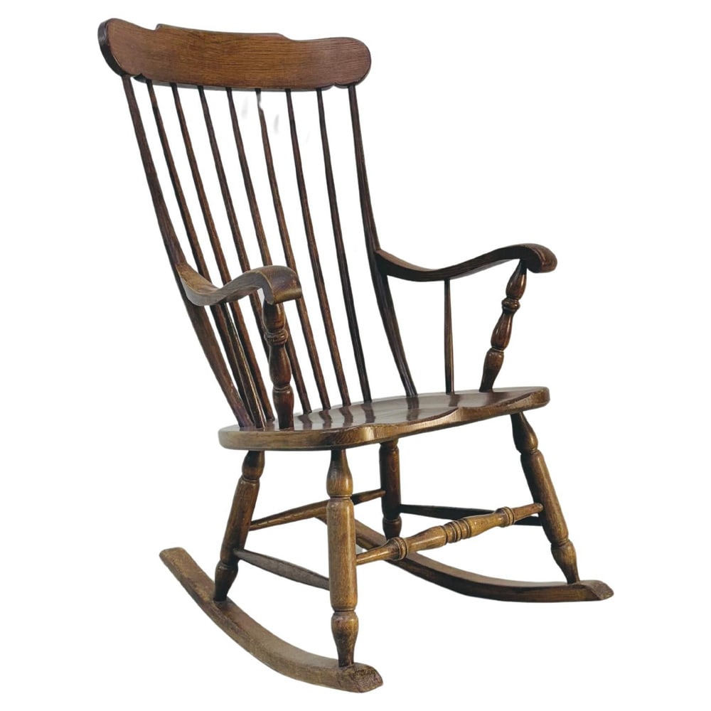 Vintage Rocking Chair in Oak from Den Ouden, 1975 - 11