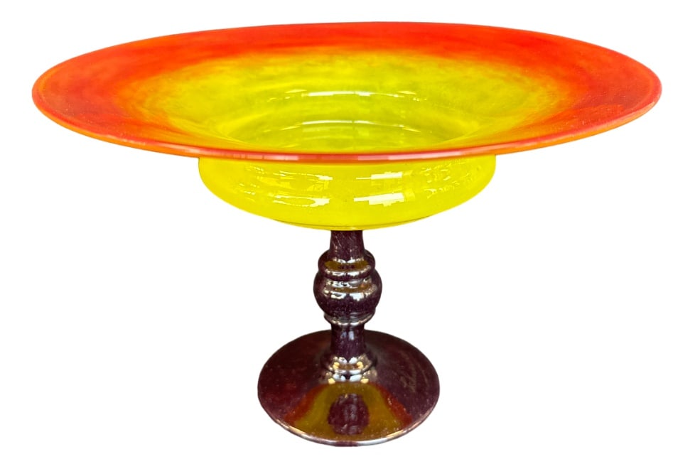 Art Deco Bowl from Schneider, 1920s: Superb orange colors in Marmoreal Glass Country of Manufacture: France Design Period: 1920 to 1949 Production Period: 1920 to 1929 Detailed Condition: Excellent — This vintage/antique piece is