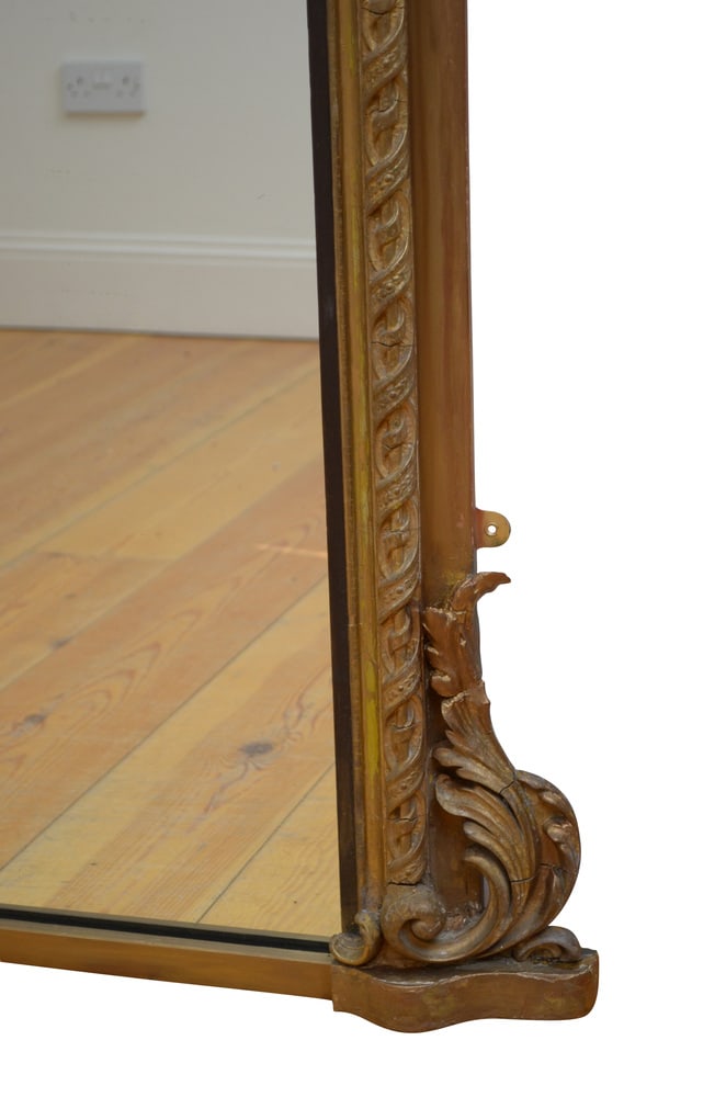 Large Antique Gilded Wall Mirror, 1850 - 5