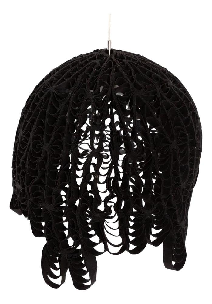 Marble Pendant Lamp by Christopher Labrooy: This exquisite pendant light is constructed from a luxurious synthetic felt hung over an acrylic dome. The light penetrates through the form creating a wonder of shapes and shadows and would add a