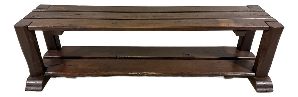 Large Brutalist Oak Bench Wall Table, 1900s - 2