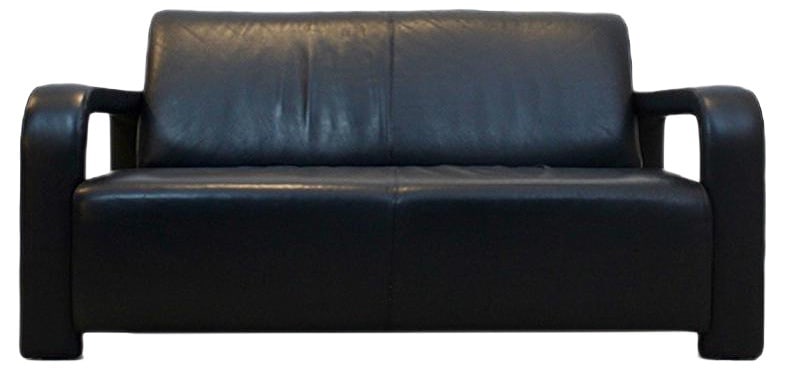 Italian Two-Seater Sofa from Marinelli: This two-seater sofa was made in Italy by Marinelli. It is upholstered with the original black leather and signed with Marinelli. Country of Manufacture: Italy Design Period: 1980 to 1989 Production P