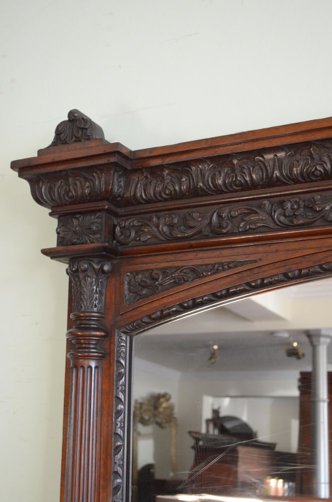 Large Oak Overmantle Mirror, 1880s - 11