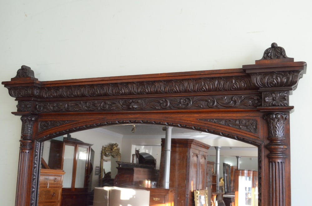 Large Oak Overmantle Mirror, 1880s - 19