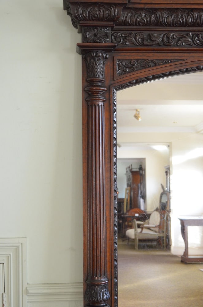 Large Oak Overmantle Mirror, 1880s - 7