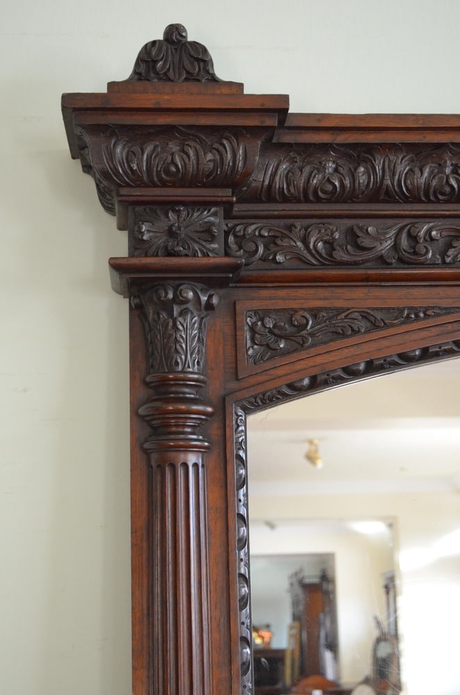 Large Oak Overmantle Mirror, 1880s - 9
