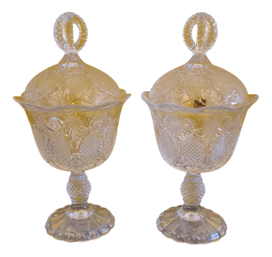 Bonbonnières from Royal Crystal Rock, Set of 2: Crystal bonbonnières from Royal Crystal Rock Italy, 1980s. Set of crystal bonbonnières with beautiful cut work all around and made by the Italian company Royal Crystal Rock with a lead