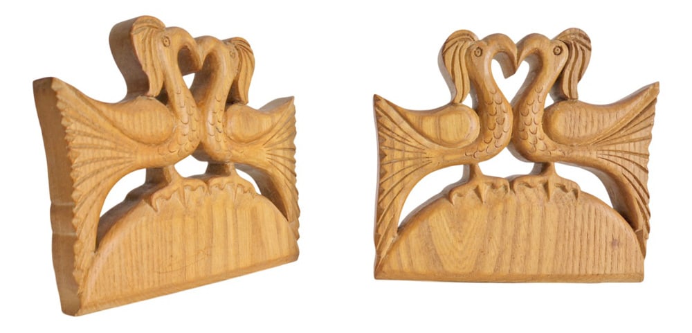 Vintage Wood Bird Handmade Bookends, Set of 2 (1 of 14)