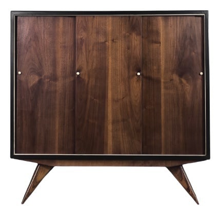 Modern Scandinavian Vintage Cabinet, 1960s: This classic cabinet was made in Scandinavia during the 1960s. This piece was finished with high-quality walnut wood with a dark, noble color and distinctive graining. It has three sliding doors. The