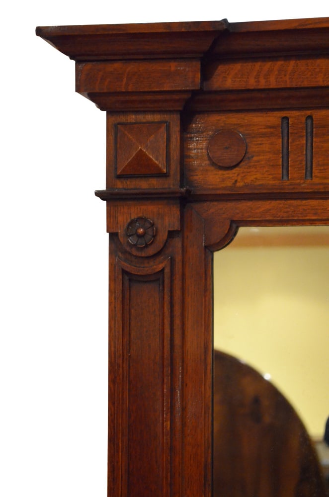 Large Victorian Oak Wall Mirror - 10