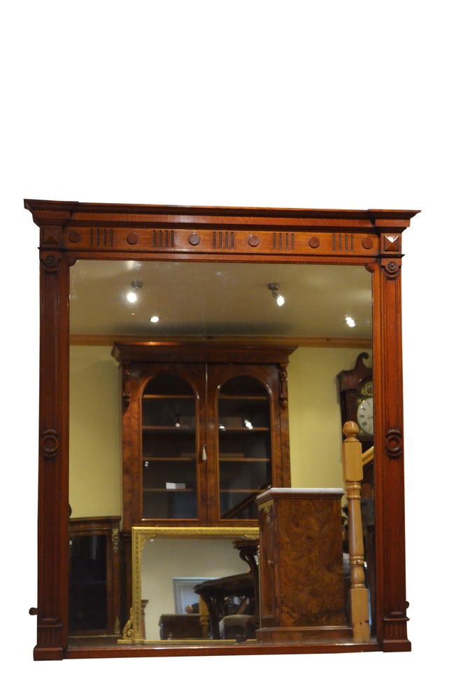 Large Victorian Oak Wall Mirror - 2