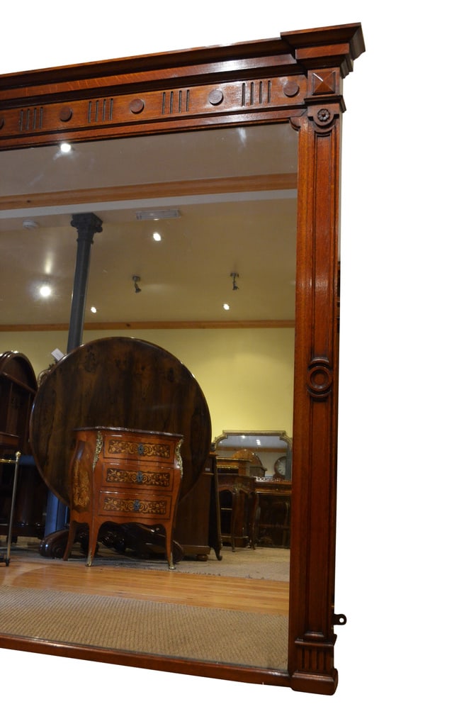 Large Victorian Oak Wall Mirror - 6