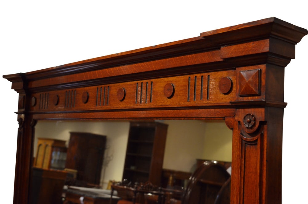 Large Victorian Oak Wall Mirror - 8