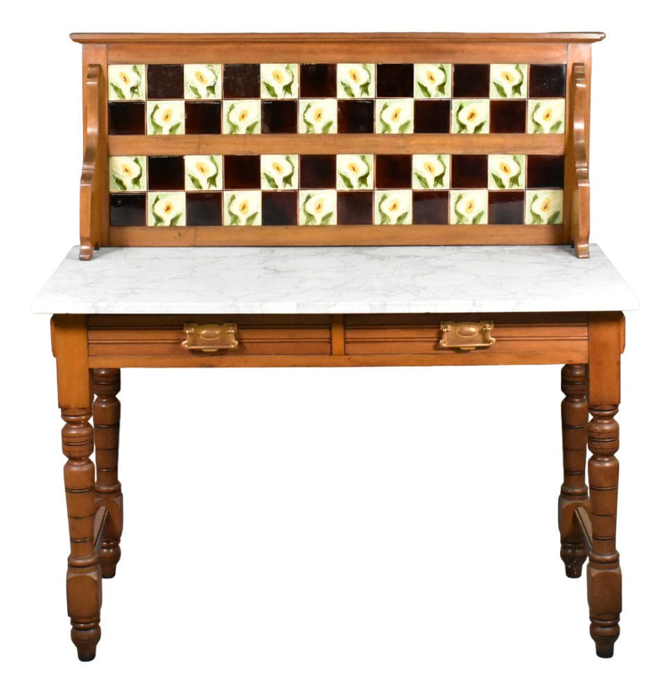 Edwardian Washstand in Marble and Birch, 1890s (1 of 20)